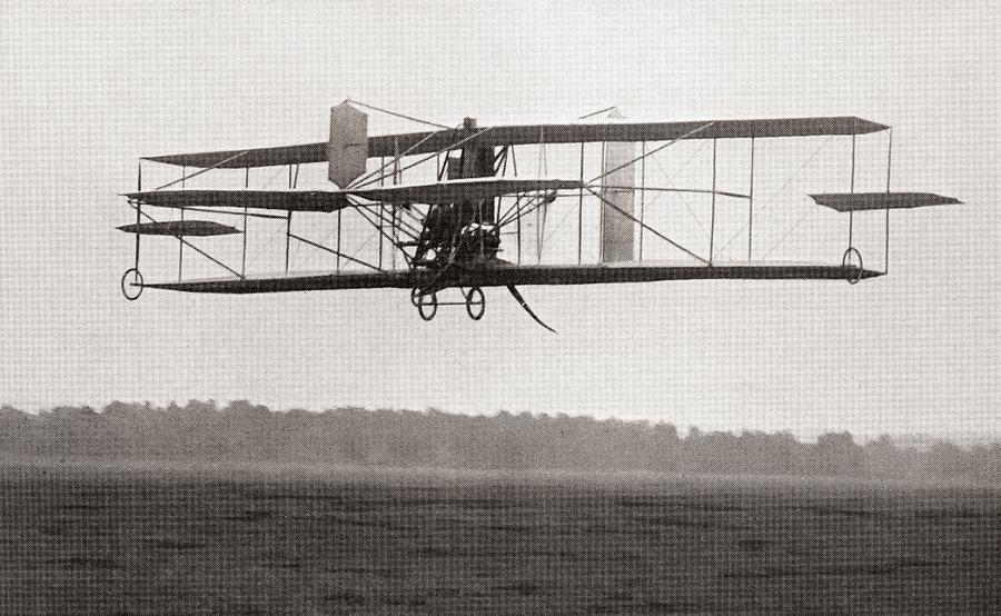 Transportation Photograph - Codys Biplane In The Air In 1909 by American School