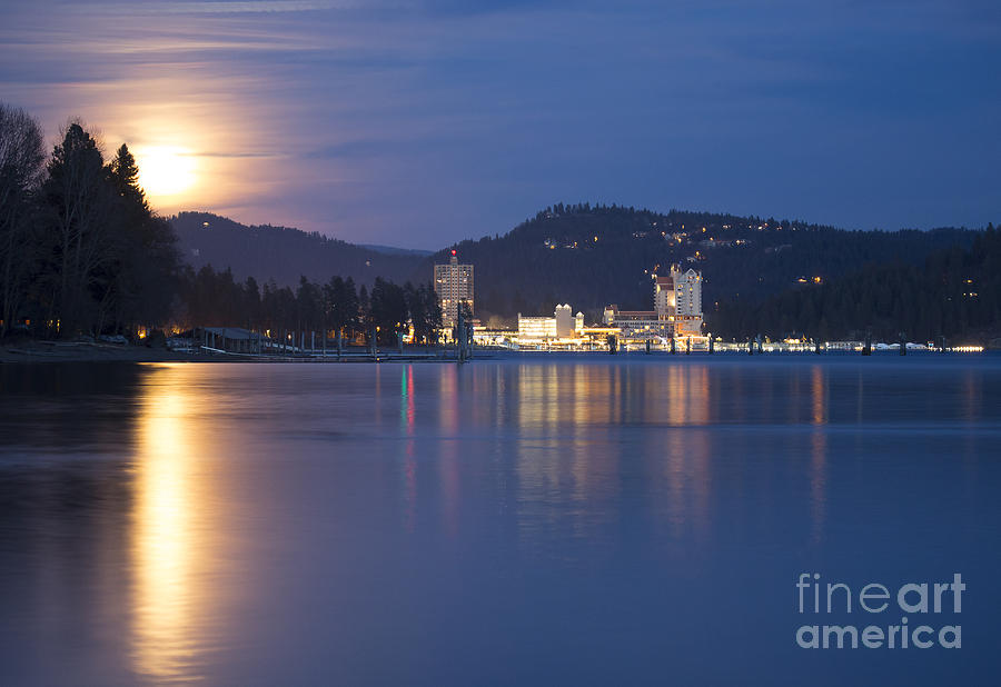 Coeur d Alene by moonlight Photograph by Idaho Scenic Images Linda Lantzy