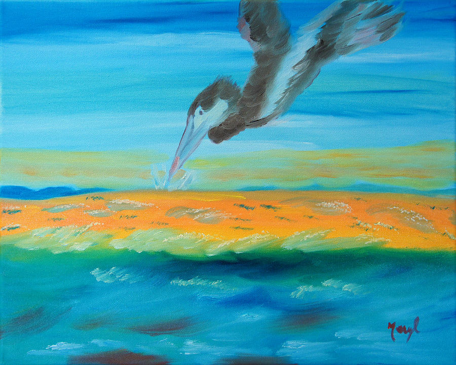 Pelican Painting - Coexisting by Meryl Goudey