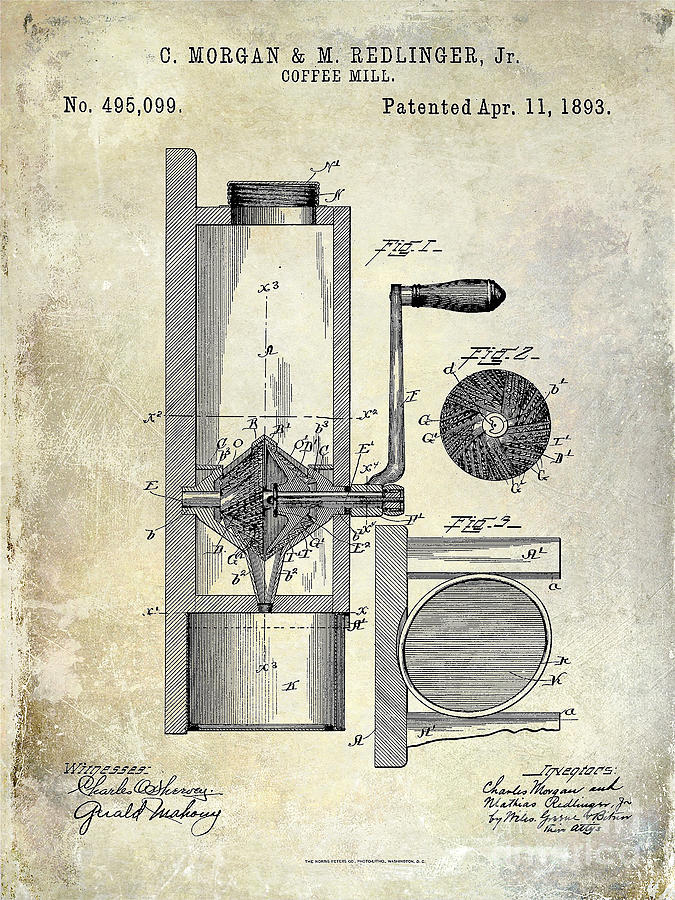 Coffee Photograph - Coffee Mill Patent 1893 by Jon Neidert