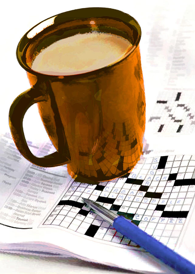 Coffee and a Crossword Puzzle Painting by Elaine Plesser - Fine Art America