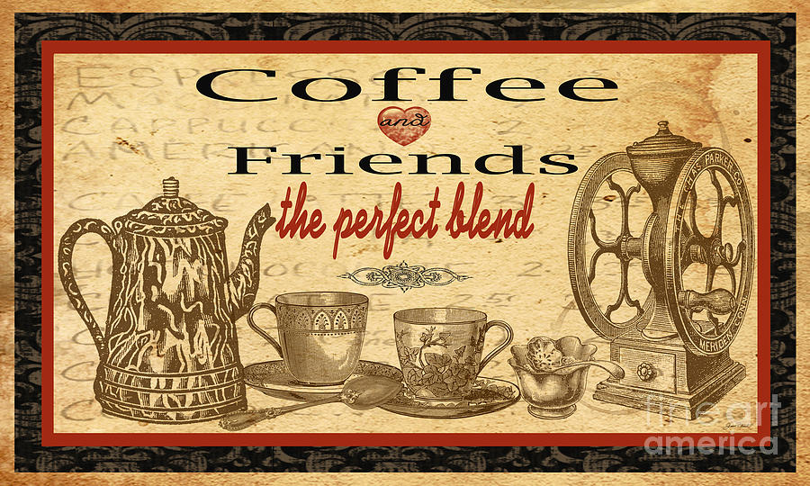 Coffee Digital Art - Coffee and Friends-JP1716B by Jean Plout