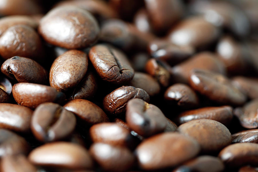 Coffee Beans Close-up Background Photograph by Aristotoo