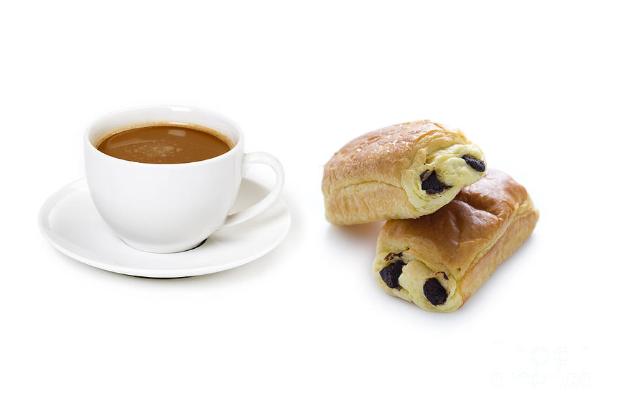 Coffee Cup And Pain Au Chocolat Photograph by Lee Avison