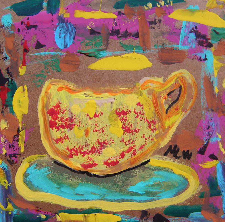 Coffee Cup Yellow Painting by Mary Carol Williams