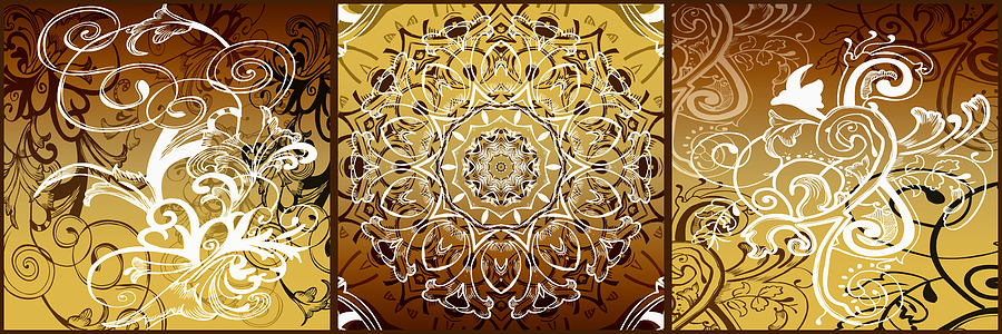 Planet Digital Art - Coffee Flowers Calypso Triptych 1 Horizontal   by Angelina Tamez