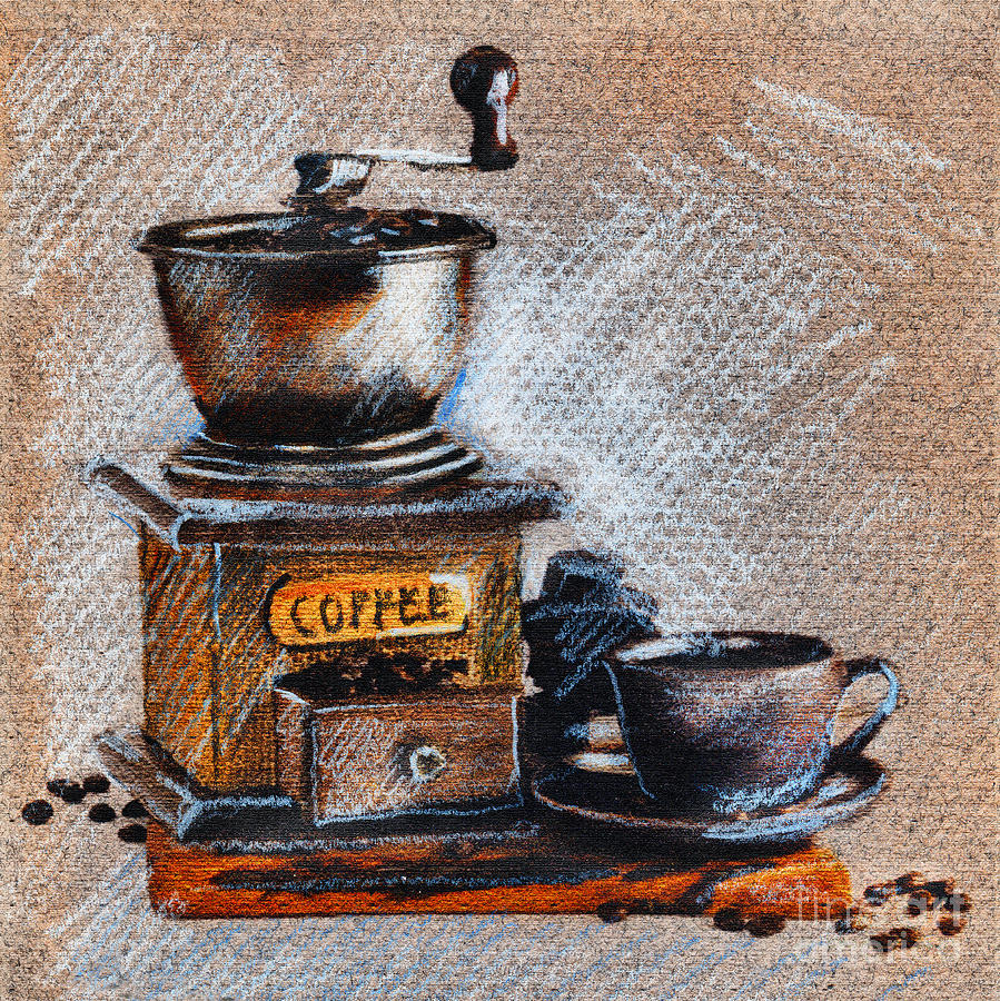 Coffee Grinder Drawing by Daliana Pacuraru