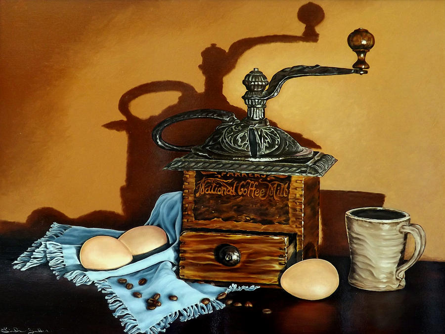 old coffee grinder with coffee beans, Posters, Art Prints, Wall Murals