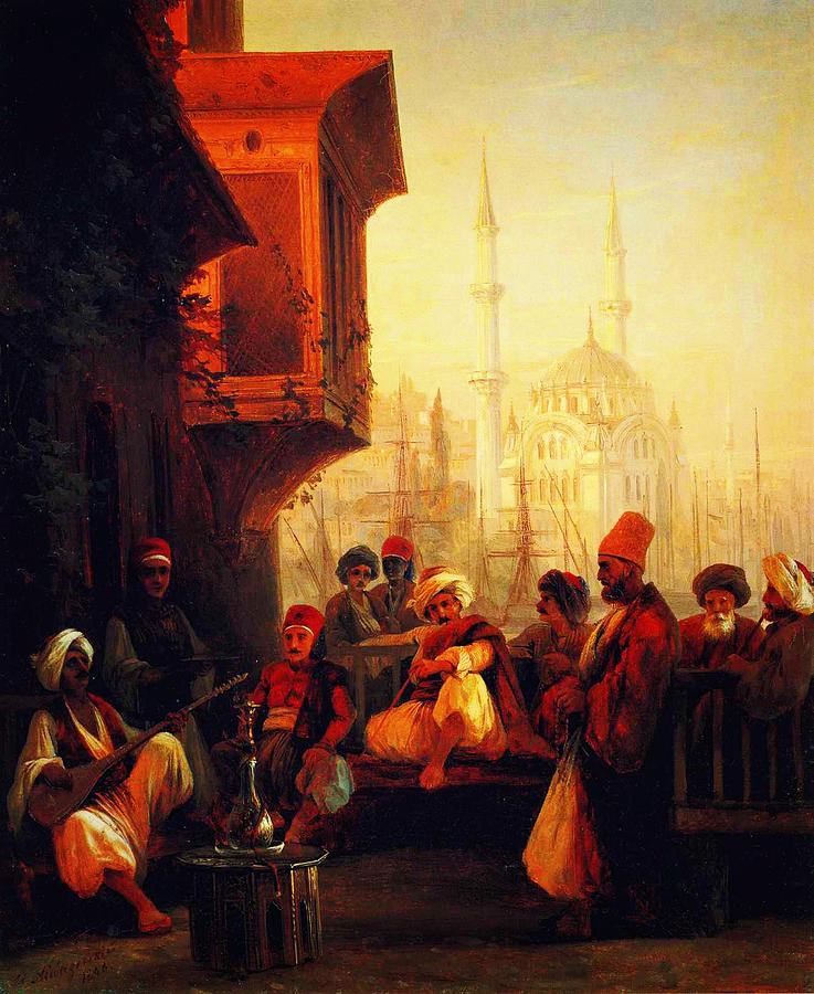 Coffee House By The Ortakoy Mosque In Constantinople 1846 Painting by MotionAge Designs