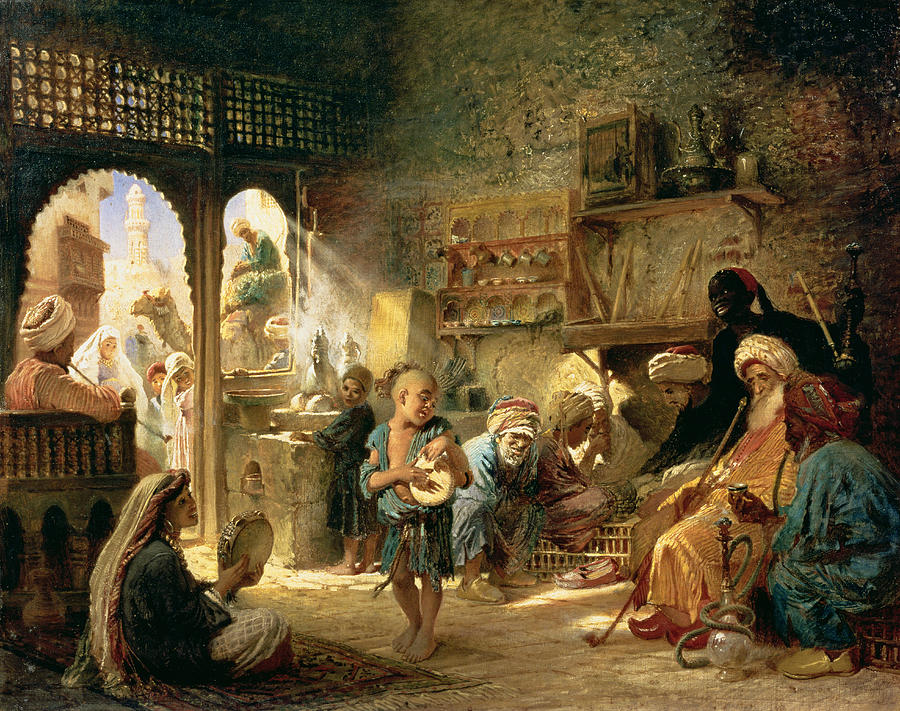 Coffee House In Cairo, 1870s Painting by Konstantin Egorovich Makovsky
