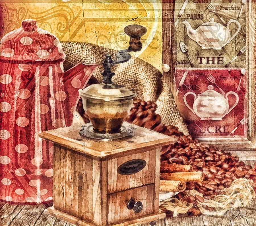 Coffee Painting - Coffee Mill by Mo T