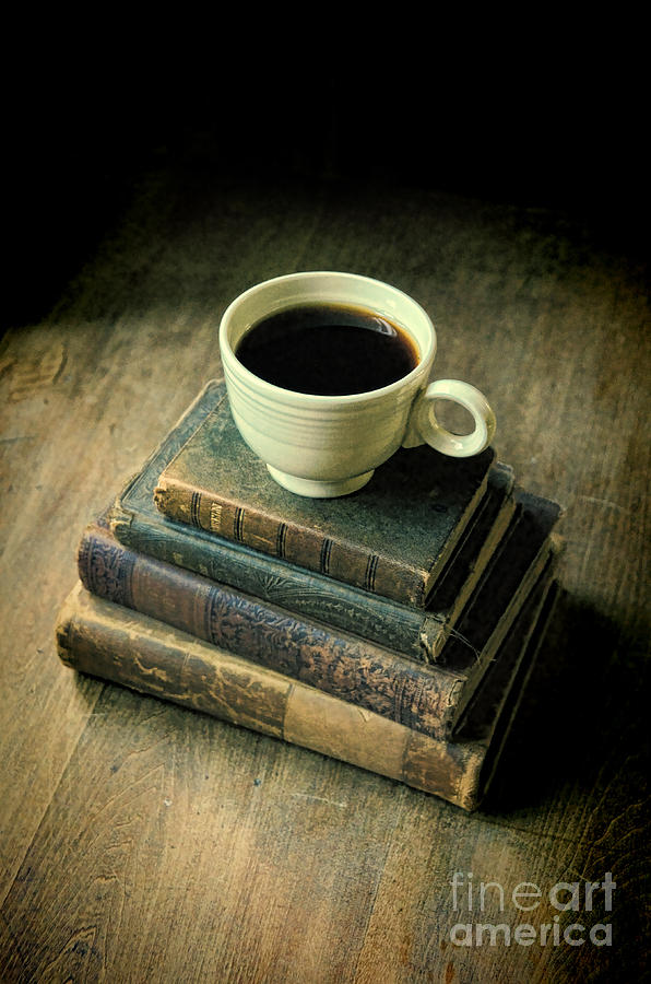 Coffee on Vintage Books Photograph by Jill Battaglia