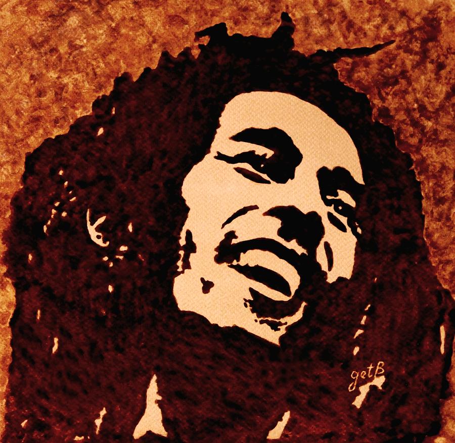 Coffee painting Bob Marley Painting by Georgeta  Blanaru