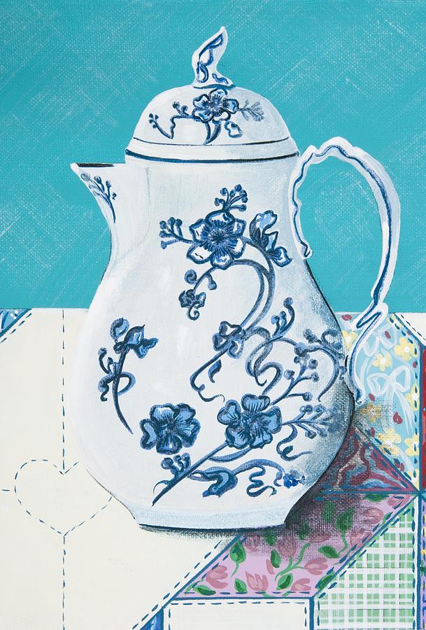 Coffee Pot Flow Blue Painting by Jennifer Lake