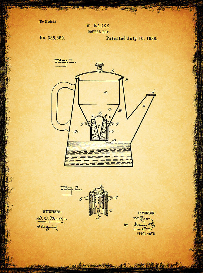 Coffee Pot Patent 1888 Photograph by Mark Rogan