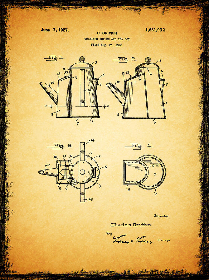 Coffee Pot Patent 1927 Photograph by Mark Rogan