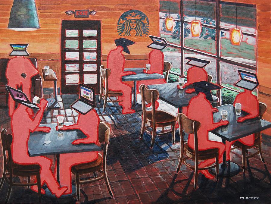 Coffee shop Culture Painting by Tommy Midyette