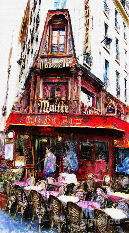 Coffee Shop in Paris - Pastel Pastel by Daliana Pacuraru