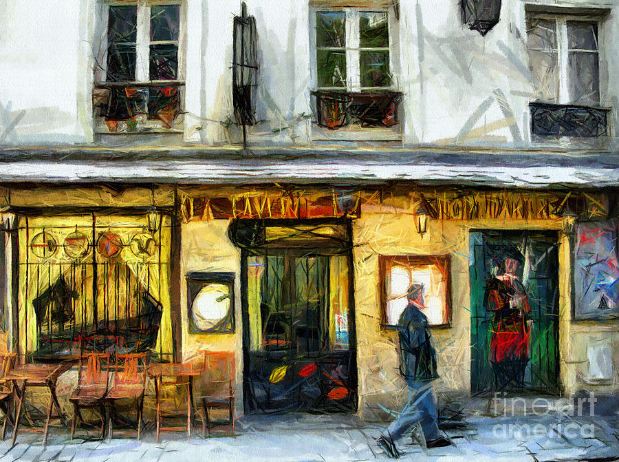 Coffee Shop Paris - Pastel  Pastel by Daliana Pacuraru