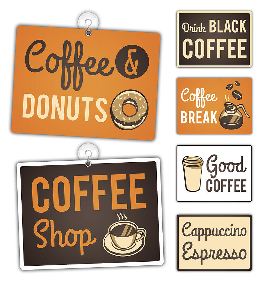 Coffee Shop Signs Drawing by Filo