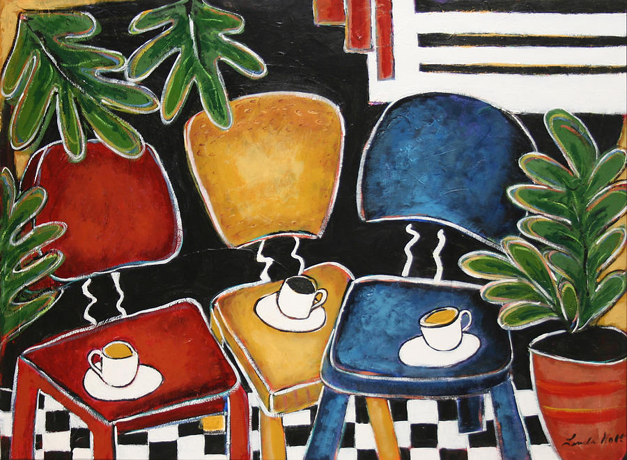Coffee Talk Painting by Linda Holt