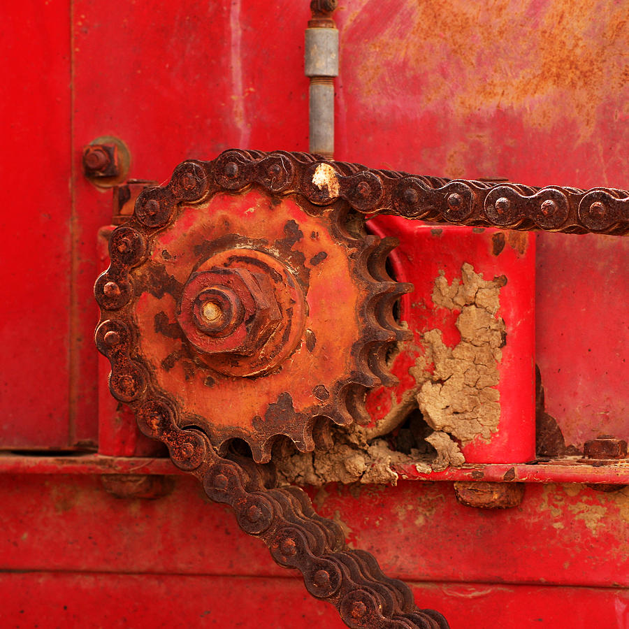 Farm Photograph - Cog and Chain by Art Block Collections