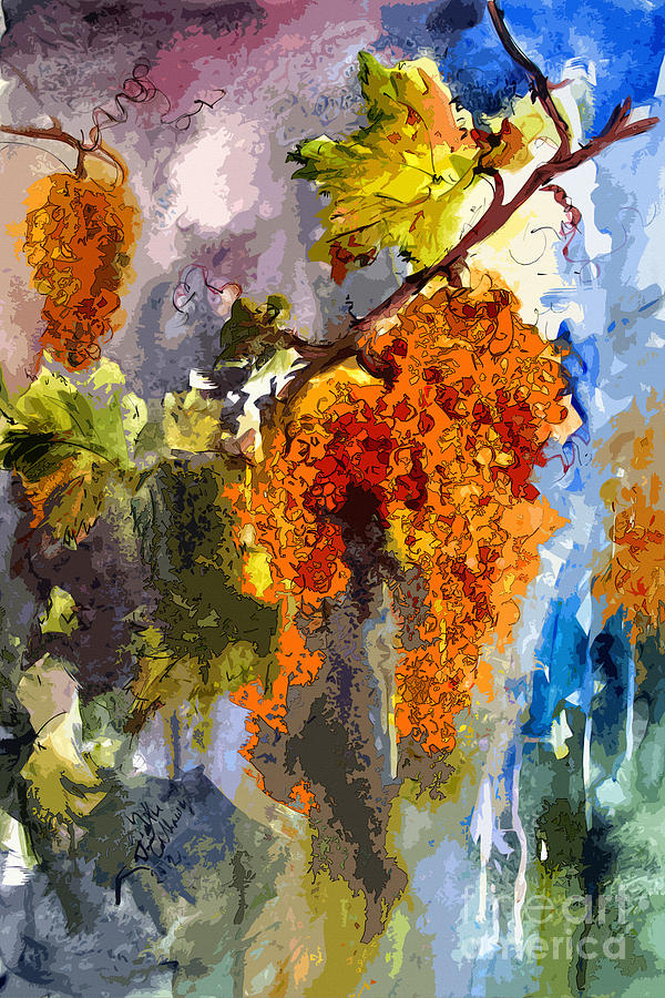 Cognac Grapes Modern Abstract Painting by Ginette Callaway