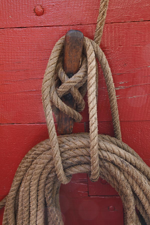 Coiled rope and belaying pin Photograph by Ulrich Kunst And Bettina Scheidulin