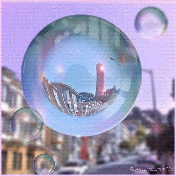 Architecture Photograph - Coit Tower in a Bubble and Purple Sky by Anna Porter