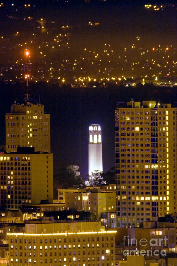 Coit Tower into the Night Photograph by Wernher Krutein