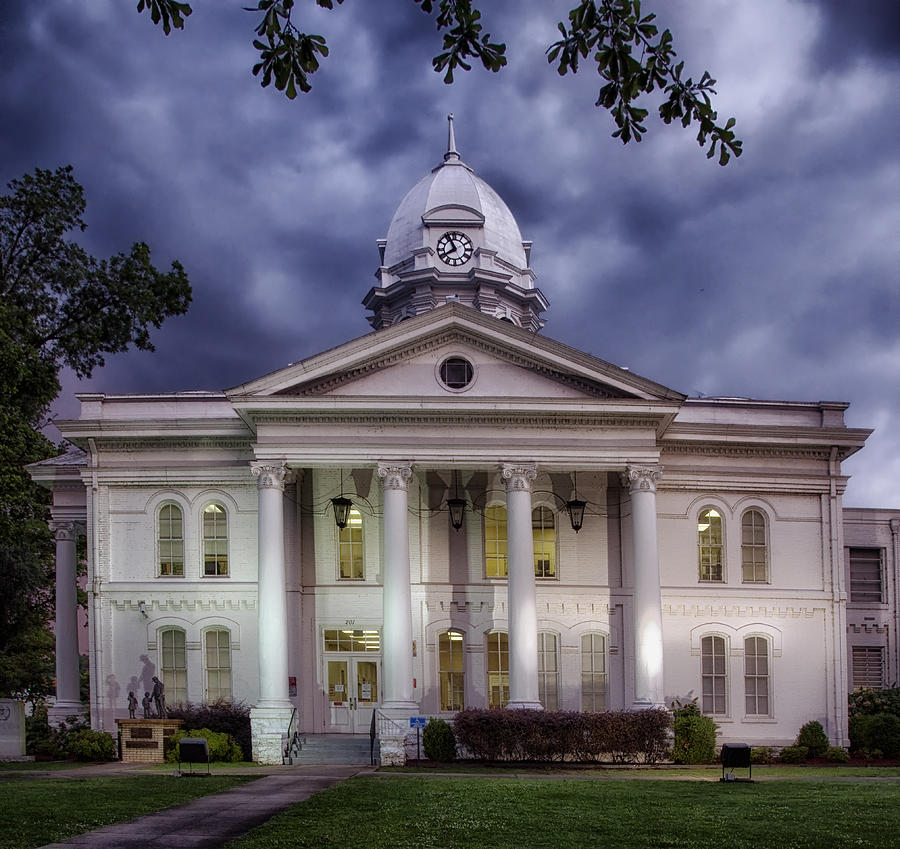 Sunset Photograph - Colbert Country Courthouse in Tuscumbia Alabama by Mountain Dreams