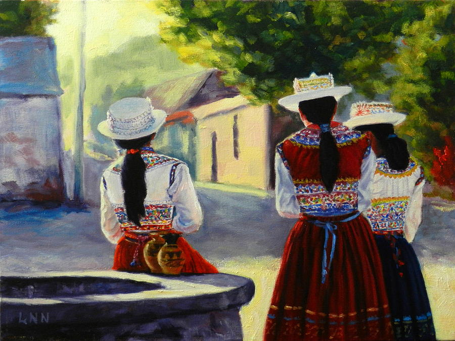 Colca Valley Ladies, Peru Impression Painting by Ningning Li