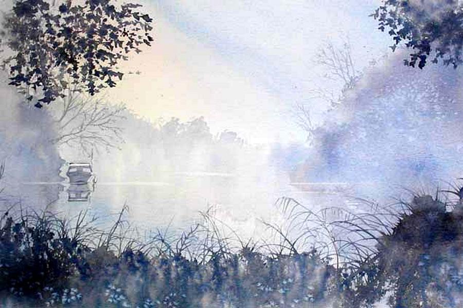 Cold and Frosty Mooring Painting by Glenn Marshall