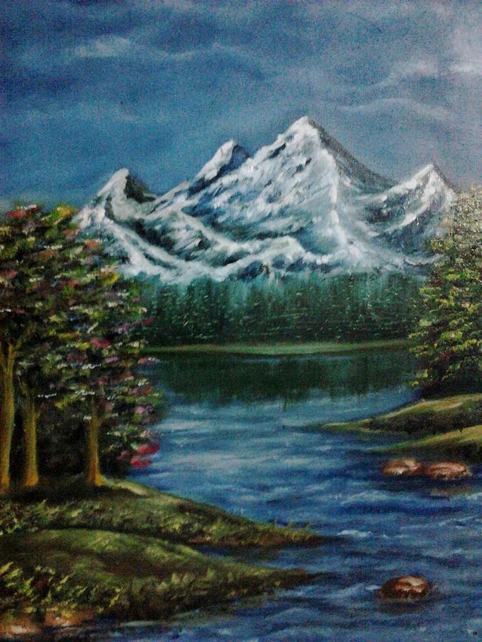 Cold blue river Painting by Arnab  De
