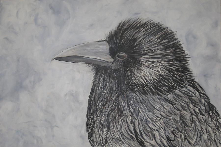 Crow Painting - Cold Day by Lorraine Toler