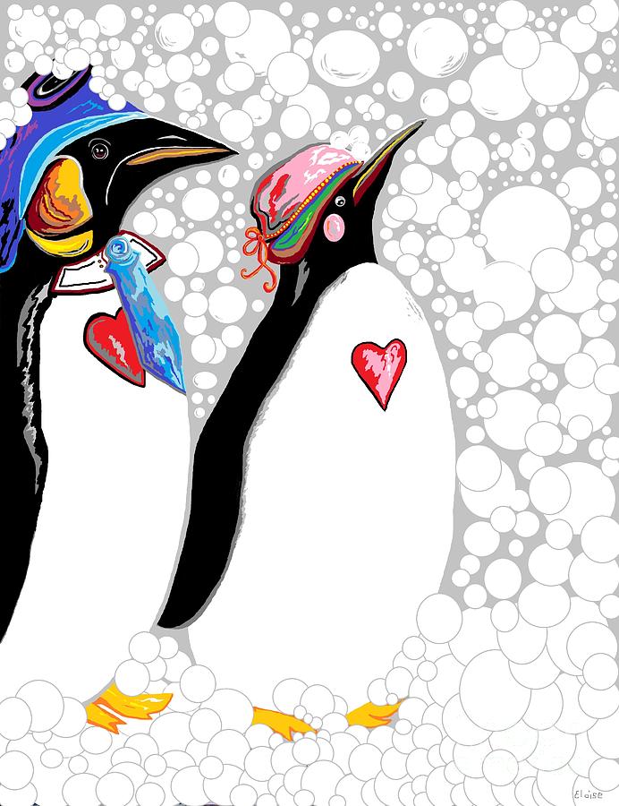 Penguin Mixed Media - Cold Feet Warm Hearts by Eloise Schneider Mote