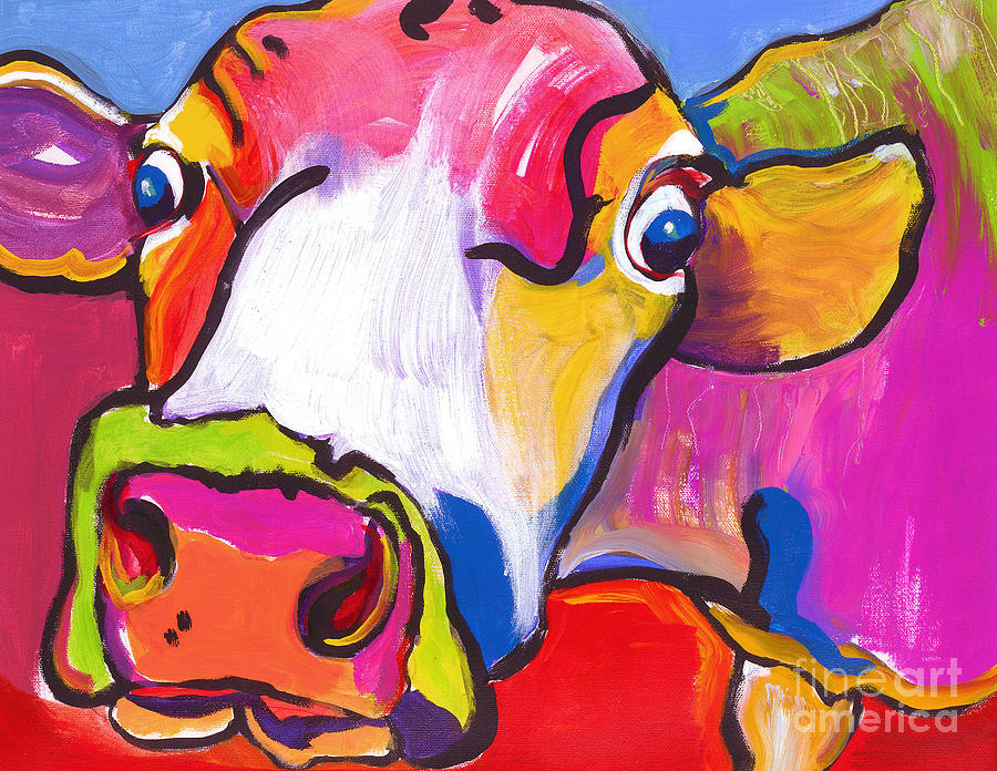Cow Painting - Cold Hands by Pat Saunders-White