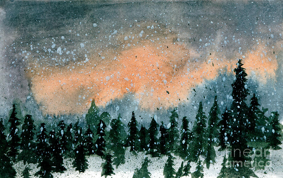 Cold snow at twilight Painting by R Kyllo