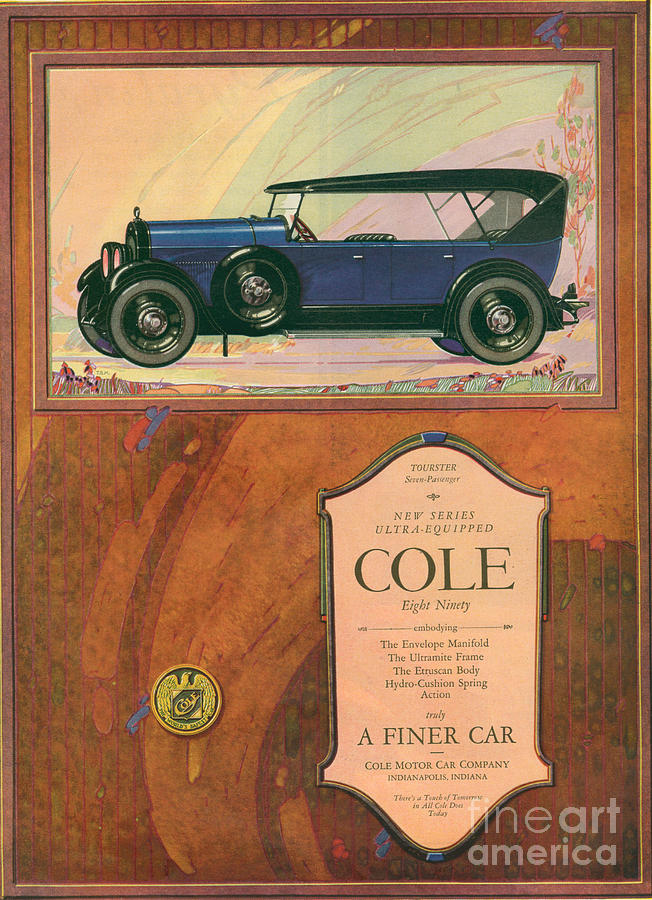Adverts Drawing - Cole 1922 1920s Usa Cc Cars by The Advertising Archives
