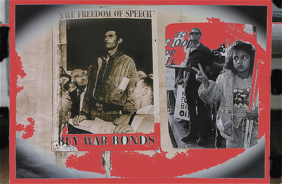 Collage Buy War Bonds 2 2012 vignetted color added Photograph by David Lee Guss