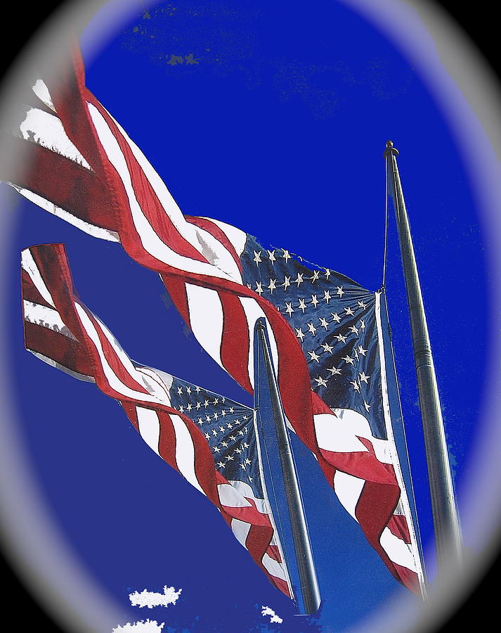 Collage half mast flag honoring President Ronald Reagan number 2 Casa Grande AZ  2004-2013 vignetted Photograph by David Lee Guss