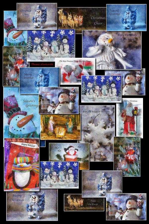 Winter Photograph - Collage Xmas Cards Vertical Photo Art by Thomas Woolworth