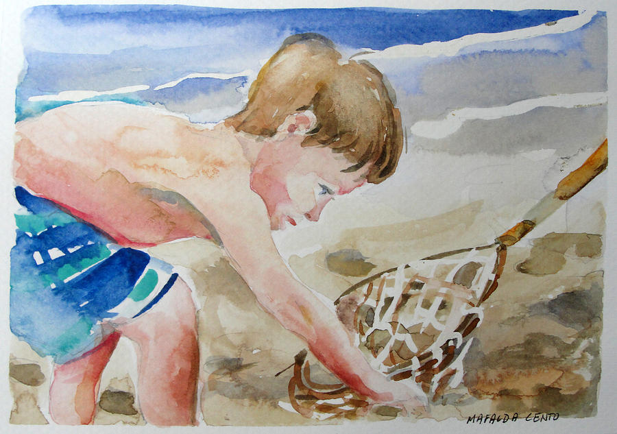 Collecting Rocks Painting by Mafalda Cento Collecting Rocks Painting by Mafalda Cento