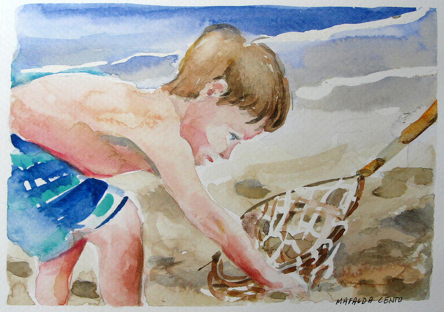 Collecting Rocks Painting by Mafalda Cento