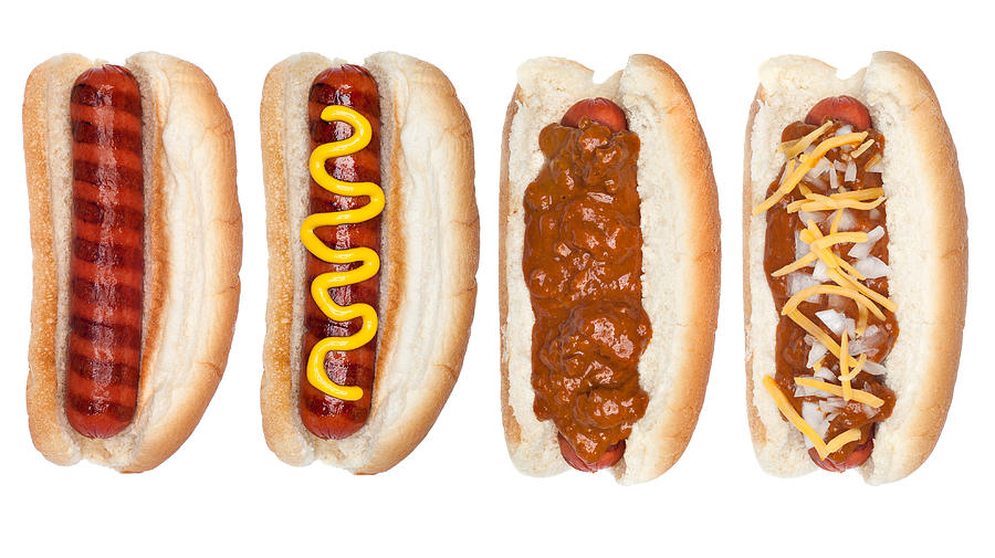 Cheese Photograph - Collection of hotdogs by Joe Belanger