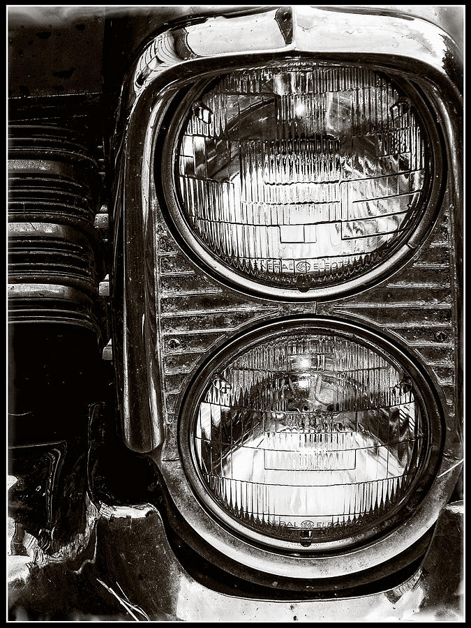 Collector Car Chrome Headlights Photograph by Roxy Hurtubise