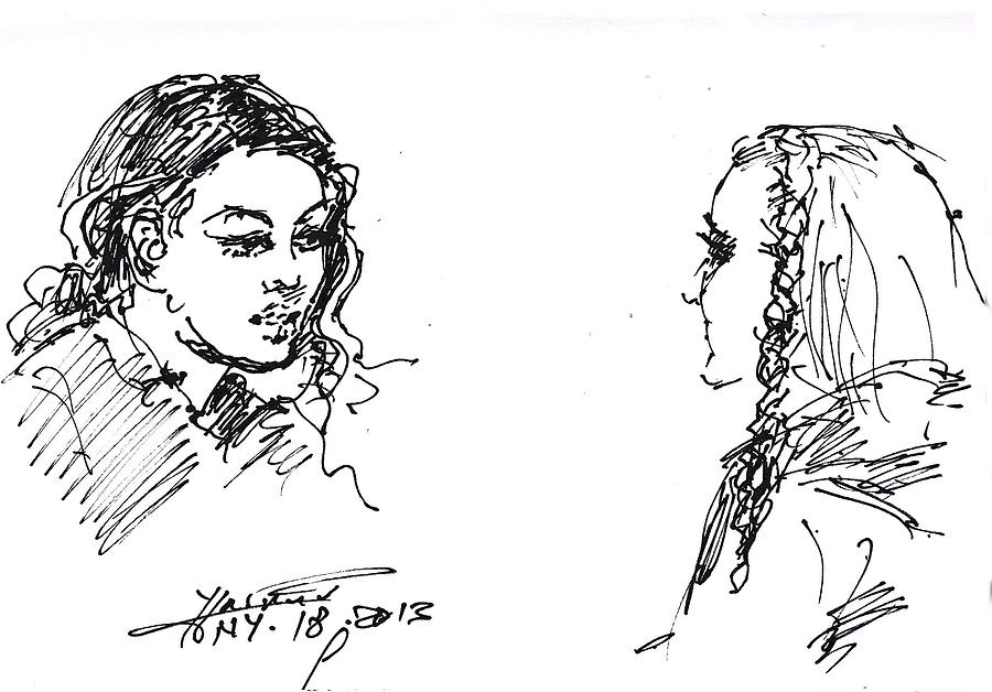 Portrait Drawing - College Girls by Ylli Haruni