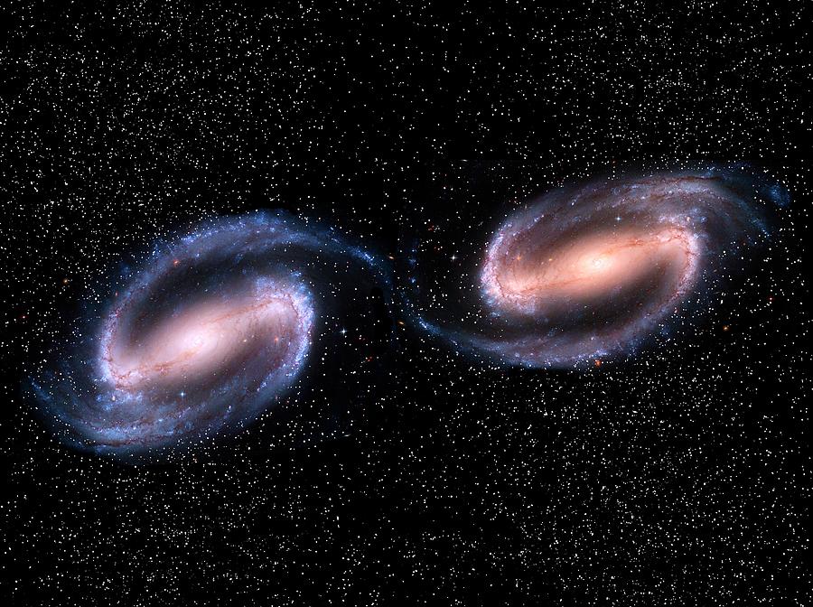 Space Photograph - Colliding Galaxies by Victor De Schwanberg
