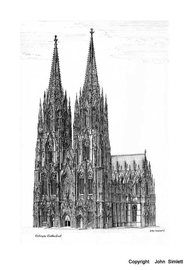 Cologne Cathedral Drawing by John Simlett