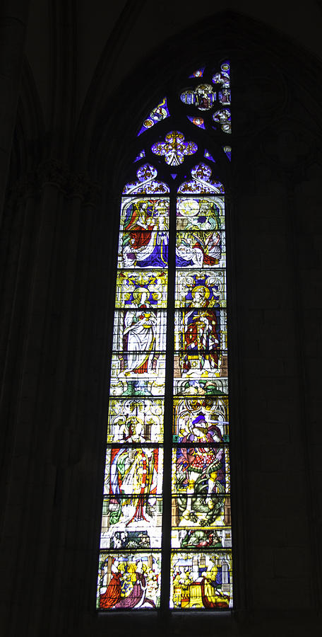 Landmark Photograph - Cologne Cathedral Stained Glass Window Coronation of the Virgin by Teresa Mucha